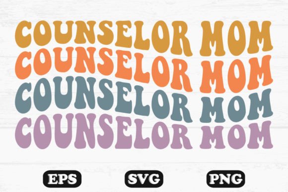 Counselor Mom Retro Wavy T-shirt Design