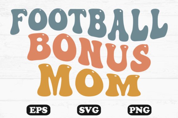 Football Bonus Mom Retro Wavy T-shirt