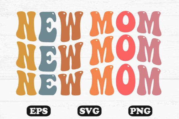 New Mom Retro Wavy T-shirt Designs