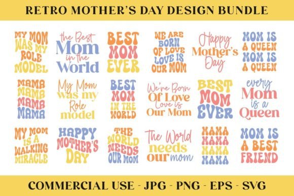 Retro Mother’s Day SVG Design Bundle