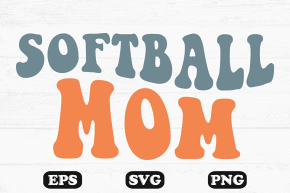 Soft Ball Mom Retro Wavy T-shirt Designs