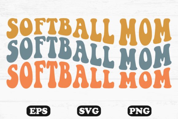 Softball Mom Retro Wavy T-shirt Designs
